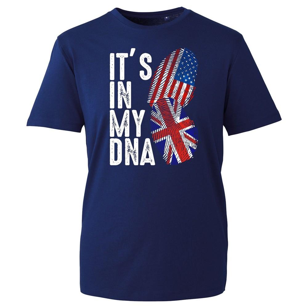 UK USA Flag T Shirt Gift DNA Graphic Tee Unisex British American Heritage Top S