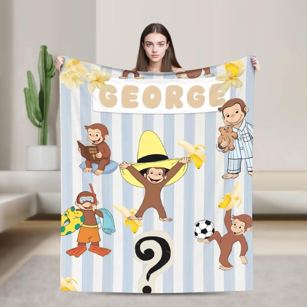 Curious George African Monkey  Blanket Multi-Size Super Soft And Warm  Throw Blankets For Couch Sofa And Bed