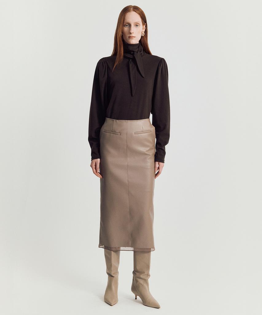 Meibeoyu Norby Leather Skirt _ Beige