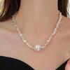 A few taels of broken silver irregular pearl necklace female, retro exaggerated niche high-end unique design, neck chain pendant