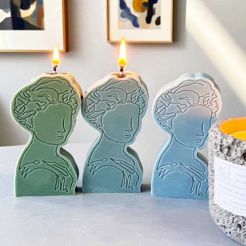 DIY Abstract Face Silicone Mold Handmade Aroma Candle Plaster Resin Ornament Female Face Molds Soap Candle Making Supplies