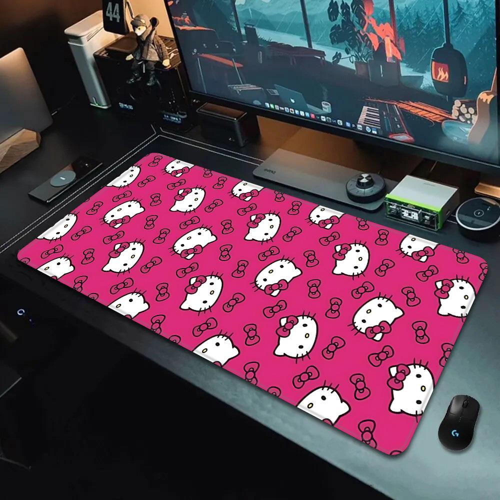 Pink Cartoon Hello Kitty Mousepad HD Printing Computer Gamers Locking Edge Non-slip Mouse Pad XXL90x40cm Keyboard PC Desk Pad