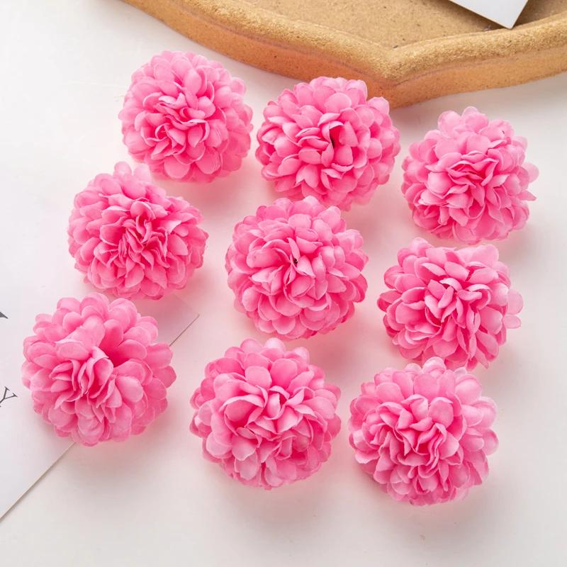 100PCS Artificial Hydrangea Flowers Wholesale Wedding Home Party Room Decoration Christmas Candy Box Fake Silk Scrapbook Plants