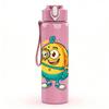 1PC Minion Cute Cartoon 750ml Color Plastic Sports Water Bottle Leakproof Flip Straw Lid Suitable for Sports Office Home Use