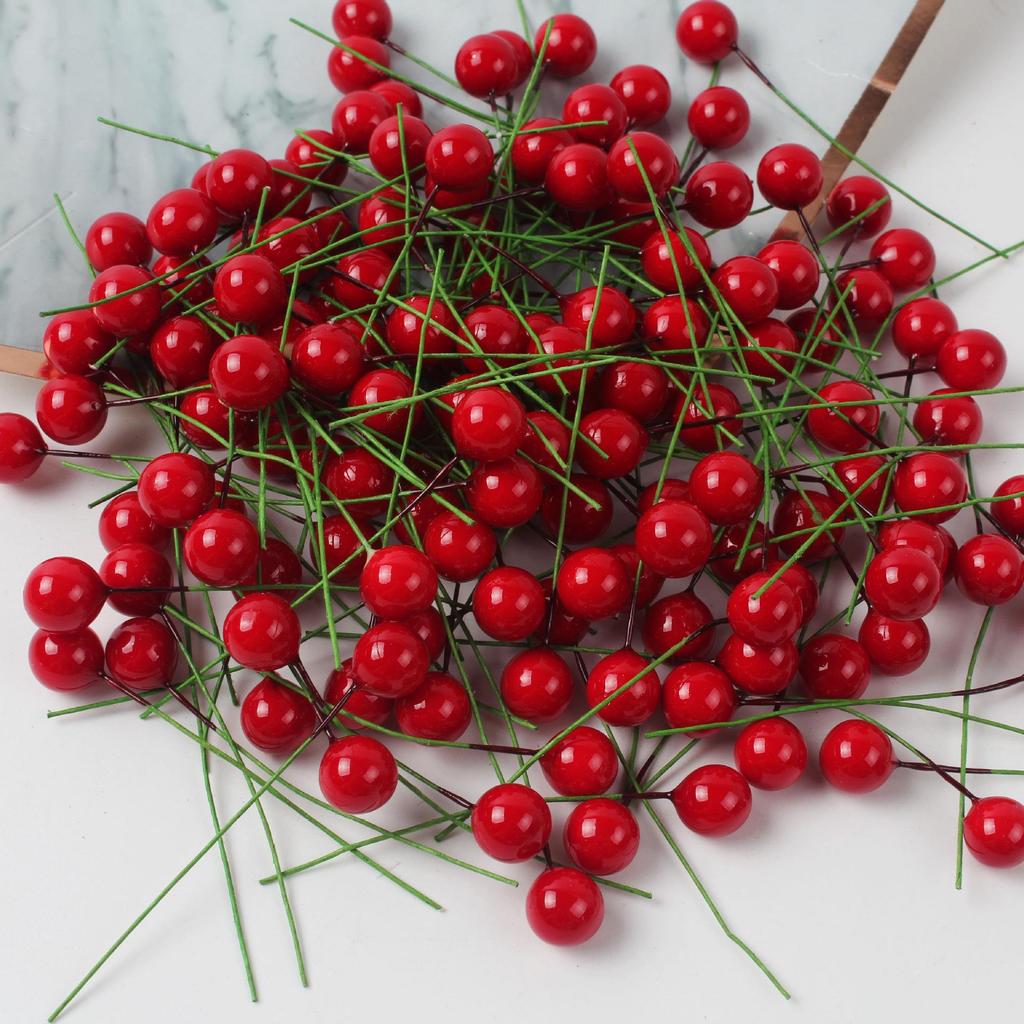 Red Berry & Holly Christmas Ornaments for Home Décor