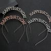 Happy Birthday Headband for Rhinestone Letter Headwear Birthday Tiara Hair Band Shiny Crystal Headpiece Party Supplies  Lake blue