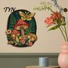 Rustic Bedroom Decor Boho Moon Mushroom Wall Hanging Decor, Vintage Forest Multi-Layer Wooden Plaque, Floral Nature Inspired Art Butterfly Themed