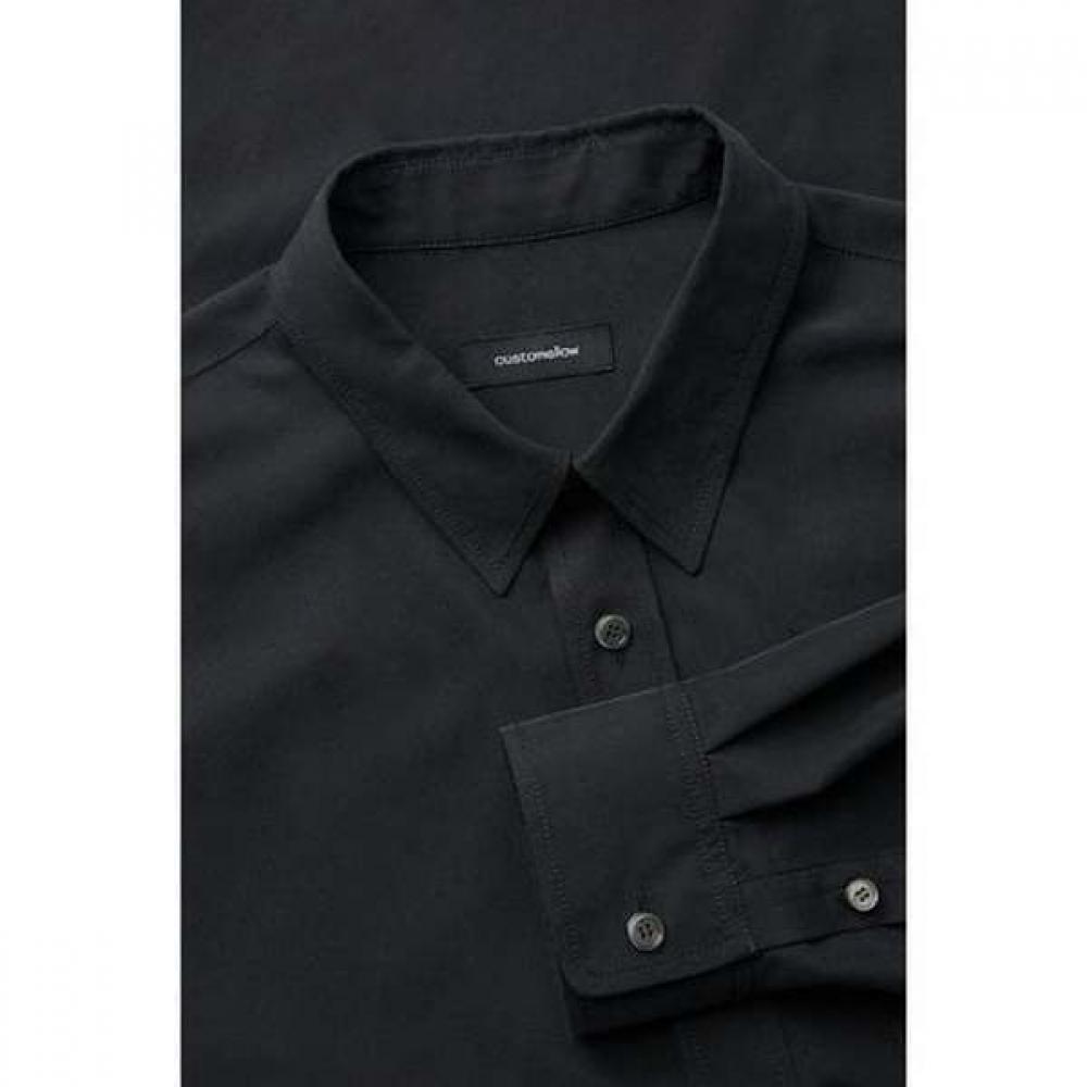 Customellow Relaxed Fit Chest Pocket Rayon Shirt Black Cwsaw25113bkx