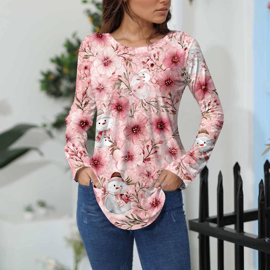 T-skjorter For kvinner Høst Uformelle Langermede skjorter Genser Vintage grafisk trykk Topp Genser Valentinsdag