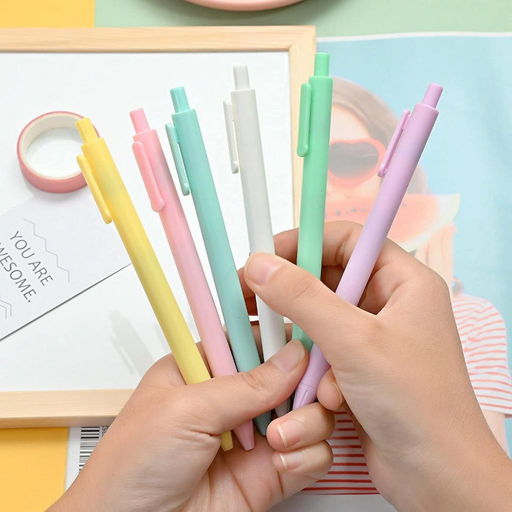 30pcs 0.5mm Retractable Gel Ink Pens Candy Color Macarons Colored Black Ink 0.5mm Extra Fine Point Cute Pens for Writing Journaling Taking Notes