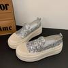 Sequin Fisherman Platform Loafers Women's 2025 Spring New Lazy One-pedal Breathable Fashion Casual Single Shoes Women