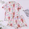 Womens Short Sleeve Shorts Pajama Set Thin Breathable Loungewear