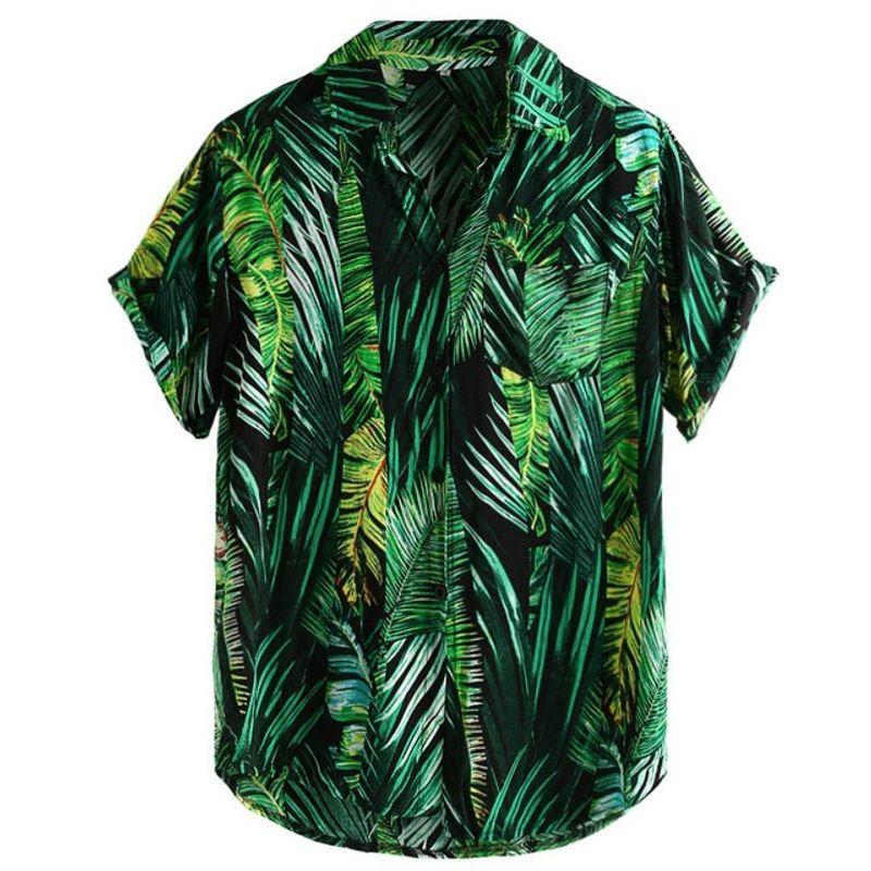 

Новая мужская рубашка оверсайз с цветочным принтом, свободная мужская рубашка с цветочным принтом green XXL