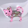 1pc Metal Women Enamel Casual Flower Animal Gifts Rhinestone Brooch Pins Cat Brooches