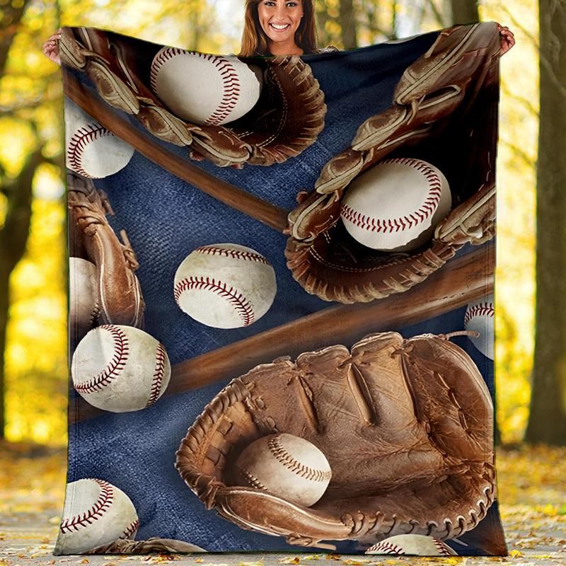 Baseball Theme Printed Blanket - Perfect for Couch, Bed, Travel & Outdoor Use | Machine Washable, Cozy & Durable.