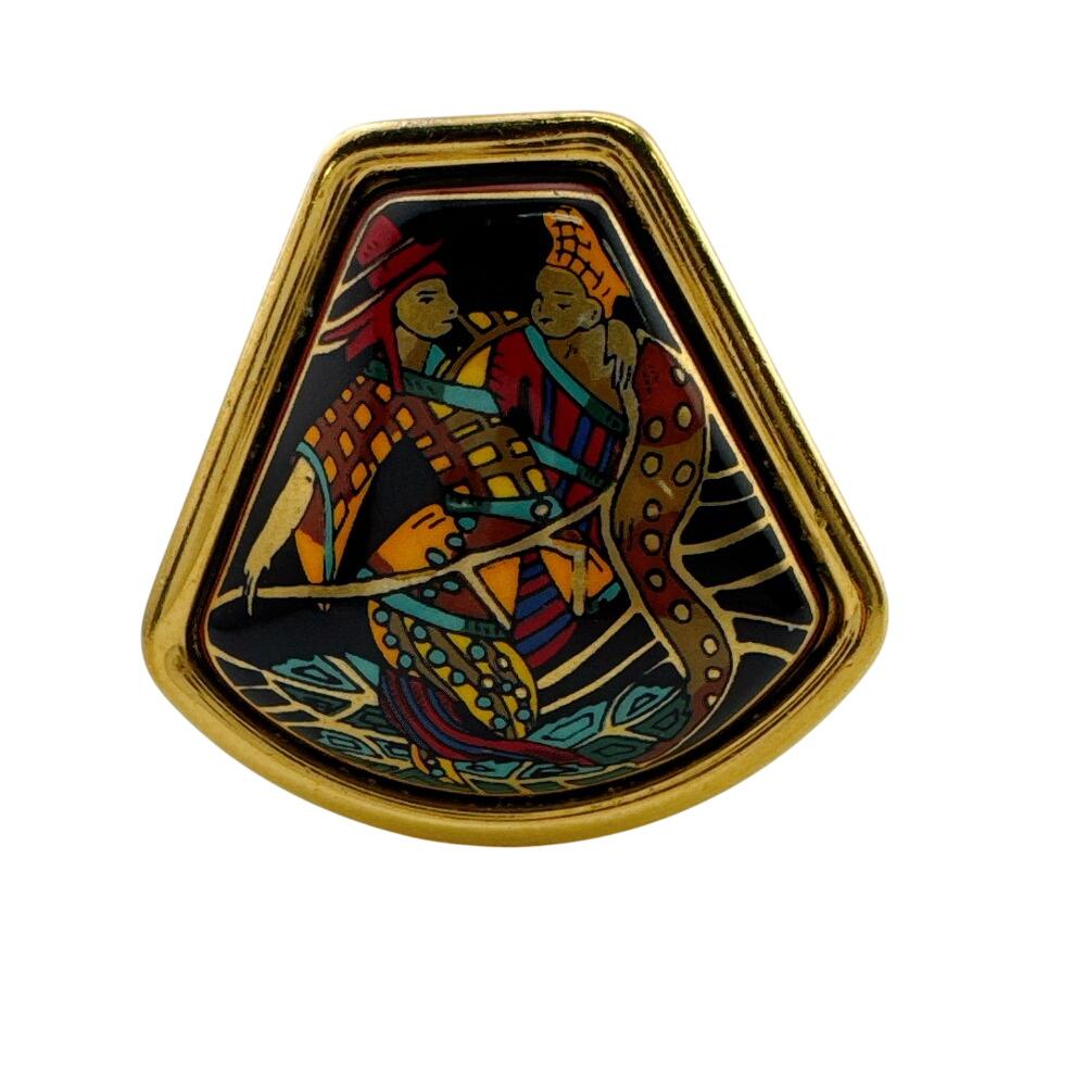 Hermes One Side Only Gold Plated Emile Earring Gold Gold Plated Used