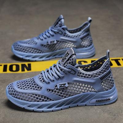 Men's Shoes Summer Breathable Mesh Hollow Out Lightweight Mesh Shoes Mesh Thin Soft Bottom Running Casual Sports Tide Shoes