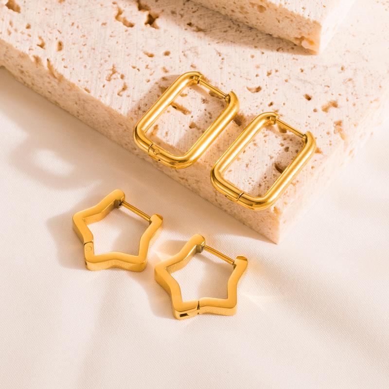 Boucles d'oreilles en titane et acier pour femmes, simples, géométriques, carrées, en forme de cœur, couleur or, ornements d'oreille