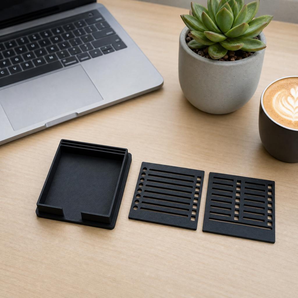 Slot Template Box for Desk Organization - Compact Storage for Note Pads and Templates