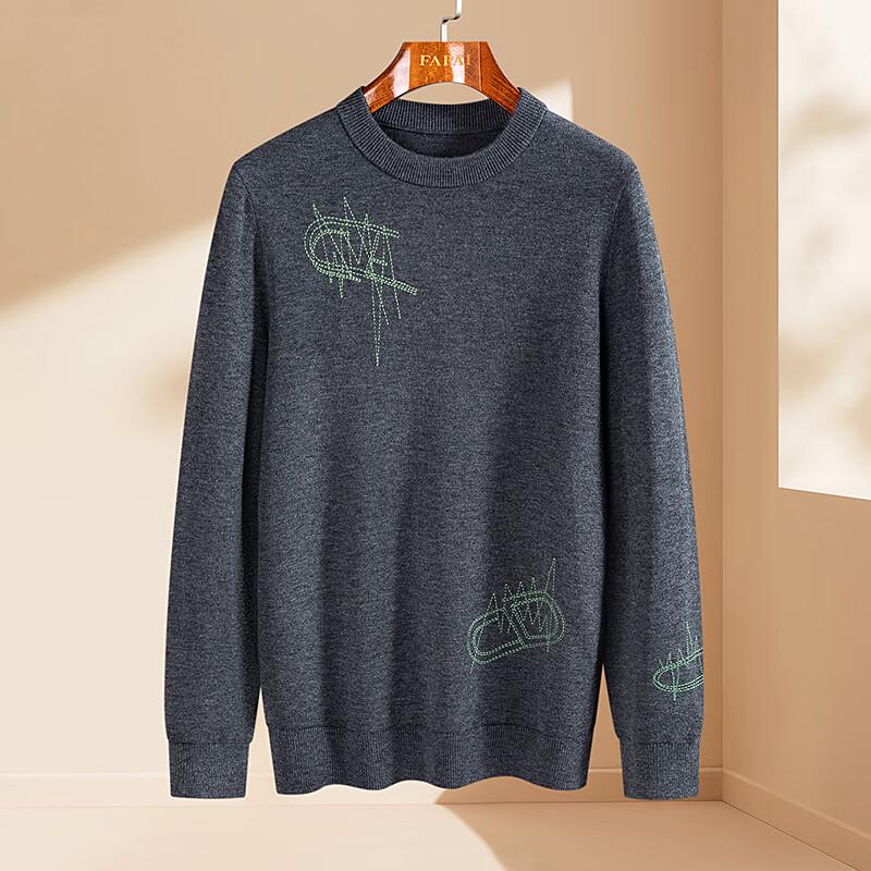 

FAPAI Men s Merino Wool Blend Round Neck Pullover Sweater 2XL 54