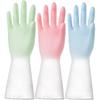 3 Pairs Rubber Cleaning Gloves, Reusable Dishwashing Gloves for Kitchen Household Washing Dishes Tool, Non-Slip