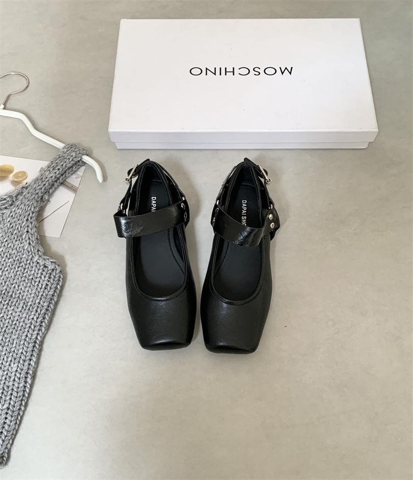 Square head retro one-pedal ballet shoes women's flat-soled single shoes 2025 new outer wear foreign trade shoes