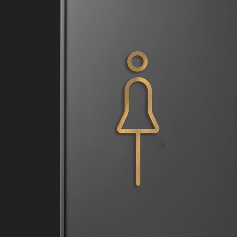Schwarz Gold Farbe Wc Zeichen Platte Messing Waschraum Tür Wand Label Aufkleber Wc Halter Signage Board