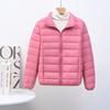 Autumn and winter new down jackets for women's light and thin stand-up collars, short styles, fattened and enlarged size white duck down.
