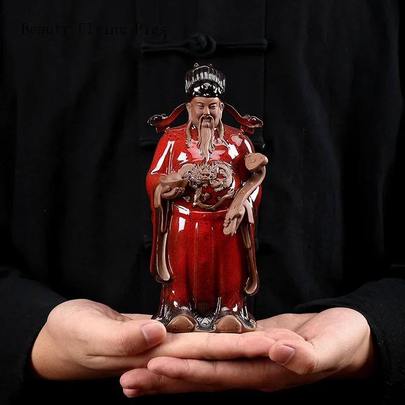 1PCS Ceramic Fortune and Longevity Crafts Chinese Retro Lucky Ornament Home Desktop Entrance Living Room Accessories Gifts