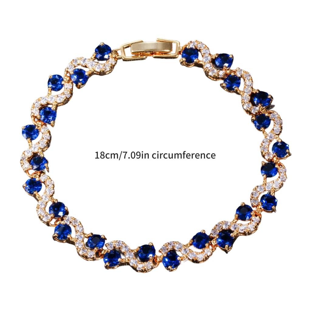 Fashionable Cubic Zirconia Stones Wristchain Adjustable Chain Bracelet Colorful Simulated Gemstones Bangle For Ladies