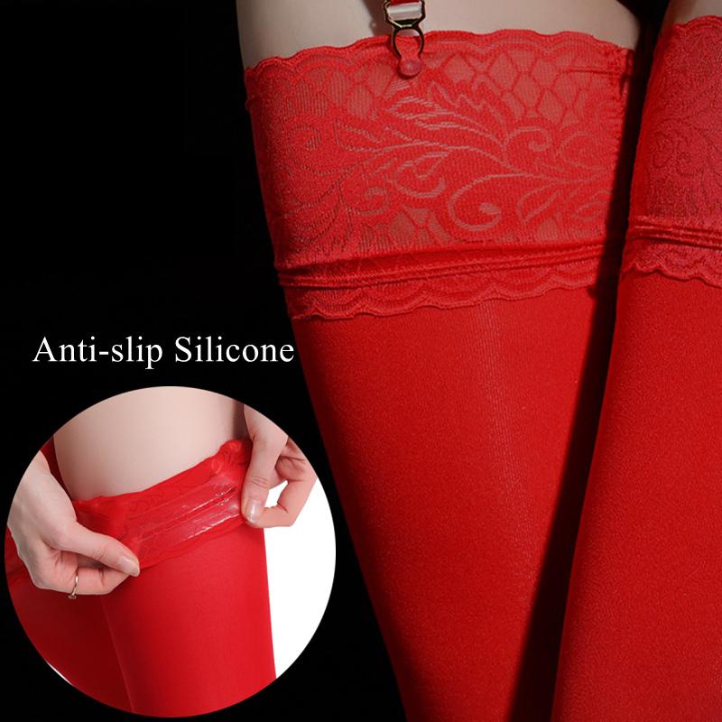Lolita White Sexy Long Stockings Women Japanese Student Casual Velvet Stockings Cosplay Party Lace Non-slip Knee High Socks