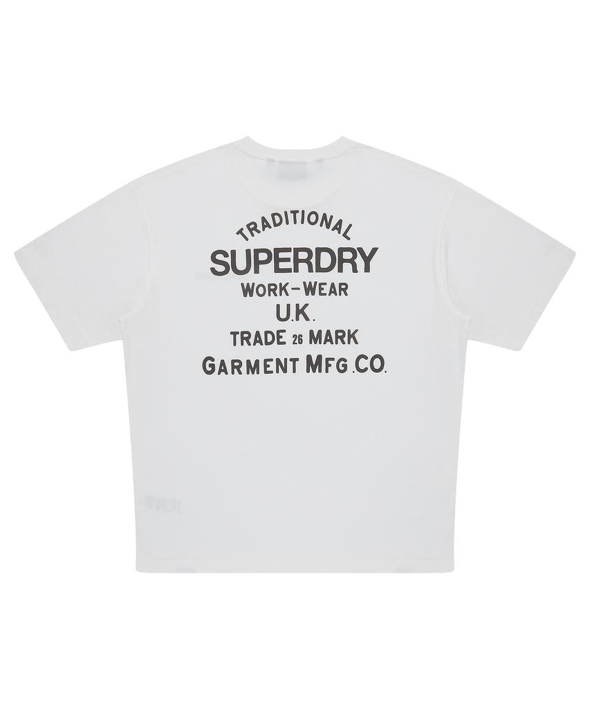 Syupeodeulai Work Label Graphic Short Sleeve T-Shirt White Sduiscq71Wht