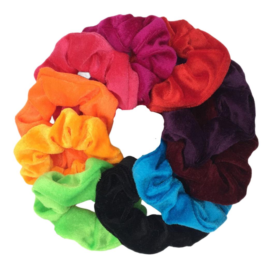 10pc Women Hair Scrunchies Velvet Solid Color Band for Girls Ponytail Holder Rubber Bands Ties Accessories Headbands Gumki