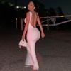 Slim Fit Backless Sexy Evening Dress Women Sleeveless Split High Waist Hip Long Dress Woman Elegant Casual Party Club Dresses 24042