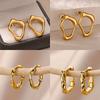 Irregular Hollow Cute Stainless Steel Stud Earrings for Women Gold Wedding Aesthetic Irregular Texture Earring Jewelry BFF