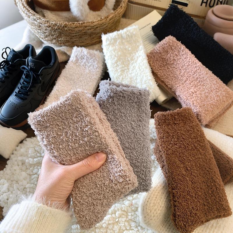 Women's Coral Fleece Plush Socks - Warm, Thick, Soft Sleep Socks for Autumn and Winter