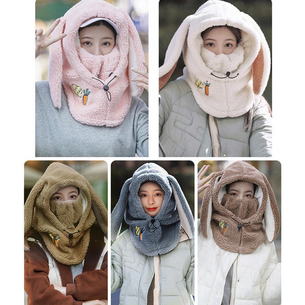 Winter Neck Warmer+ Dual Layered Bunny Hat Russian Hat Jazz Streetwear Dual Layered Bunny Hat for Women