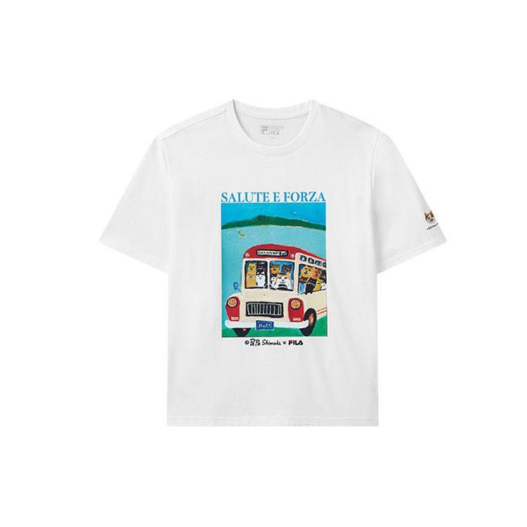 

Fila Футболка с коротким рукавом и круглым вырезом с рисунком кота от X Pepe Shimada, мужские топы, белые F11M123188F-WT