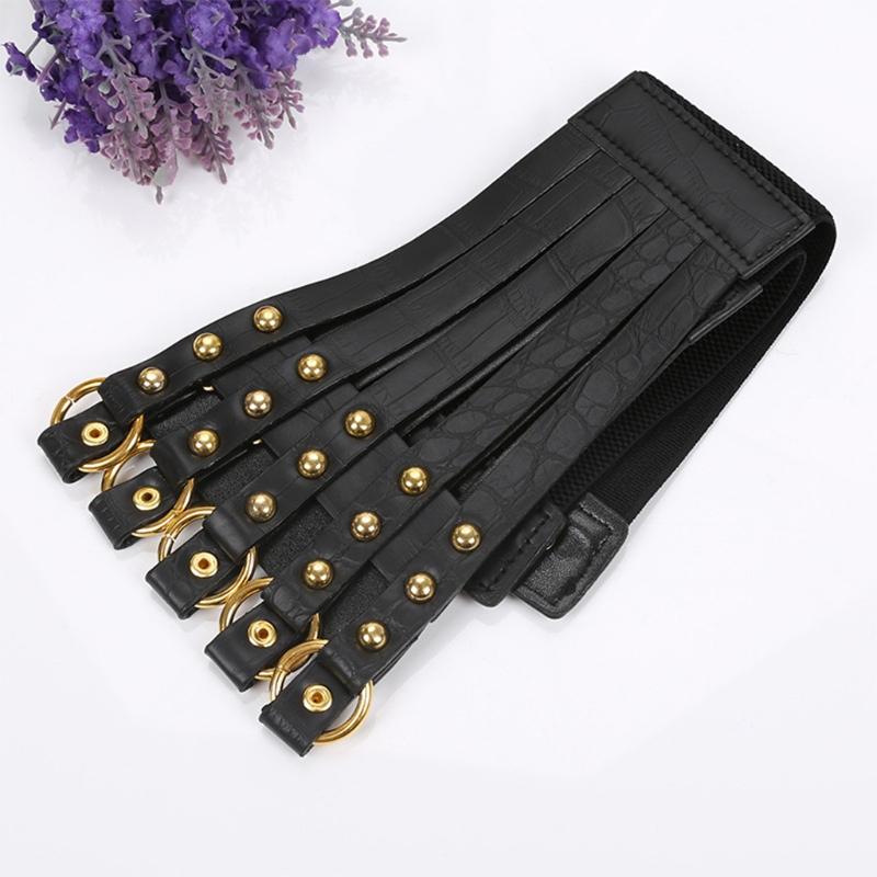 Sexy Fashion Retro Hollow Tangerine Ultra-wide Girdle Black Luxurious Woman Leather One Size Corset Women's Top Corset