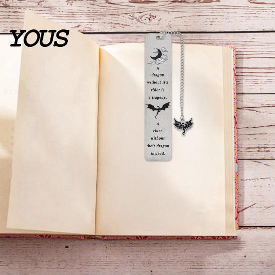Elegant Metal Bookmark Pterosaur Bookmark, Stainless Steel Fourth Wing Design Page Marker with Black Tassel, Unique Literary Gift for Book Lovers And