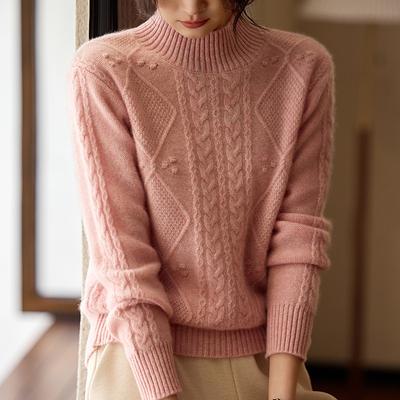 Damen Kaschmirpullover Qinghe Kaschmir 30% Kaschmir 70% Wolle Herbst und Winter Pullover Warm und Modisch