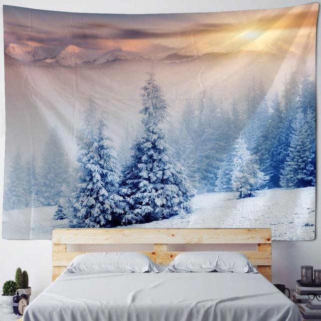 Christmas Tree Snow Tapestry Wall Hanging New Year Gift Elk Christmas Home Decoration Bohemian Aesthetics Bedroom Decoration