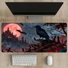 Large Gaming Mouse Pad Horror Red Blood Moon Crow Skull Forest Non Slip Stitched Edge Desk Mat Pc Laptop Office Gamer Decor