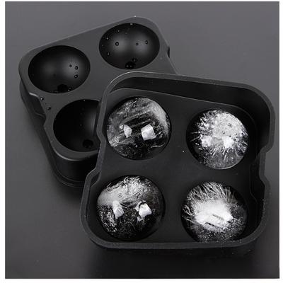 Moule à glaçons en silicone 4 compartiments Machine à glaçons Plateau carré Moule à glaçons ronds Moule à glaçons avec couvercle pour whisky