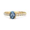 London Blue Topaz Pave Band with White CZ Accents Ring - 925 Sterling Silver Gold Vermeil