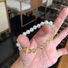 Natural Crystal Bracelet With Amethyst Citrine Beads Minimalist Double-Color Design Handmade Adjustable Ring Slider