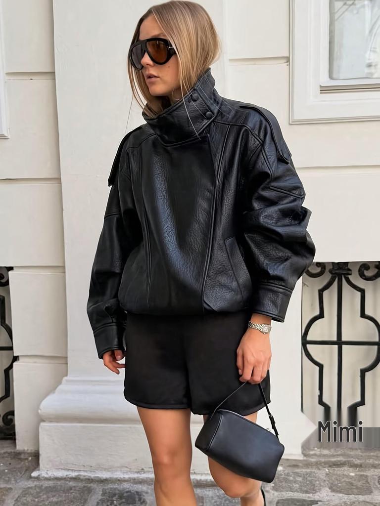 Nieuwe Dames Korte Losse PU Leer Motorjas - Lente/Herfst Europese & Amerikaanse Modetrend