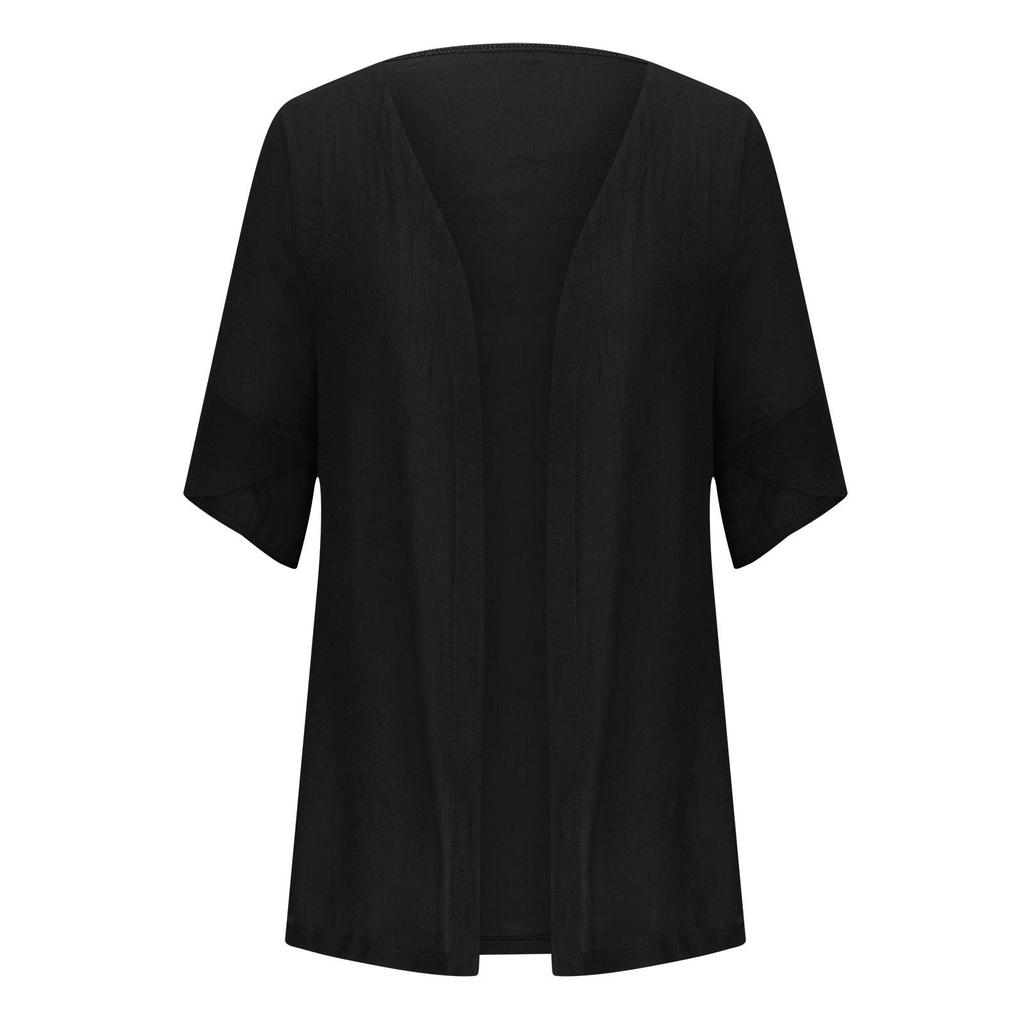 2024 Spring/Summer Women's Fashion Casual Solid Color Mid-Sleeve Outerwear