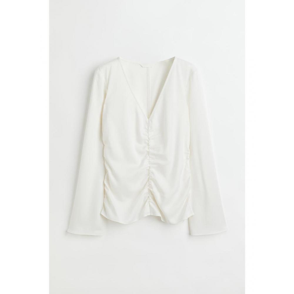 

Блузка со сборками HM белая 1109381006