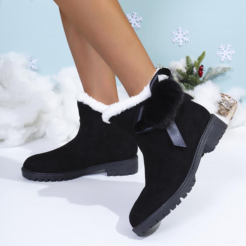fashion Red New Women Snow Boots Winter Comfortable Thick Warm Ladies Boots Lobbing Ball Thick Big Size Autumn Suede Short Boots
